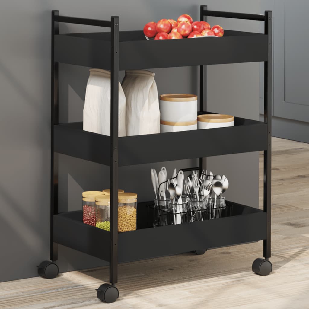 Kitchen Cart Black 50x30x70 cm Wood Material