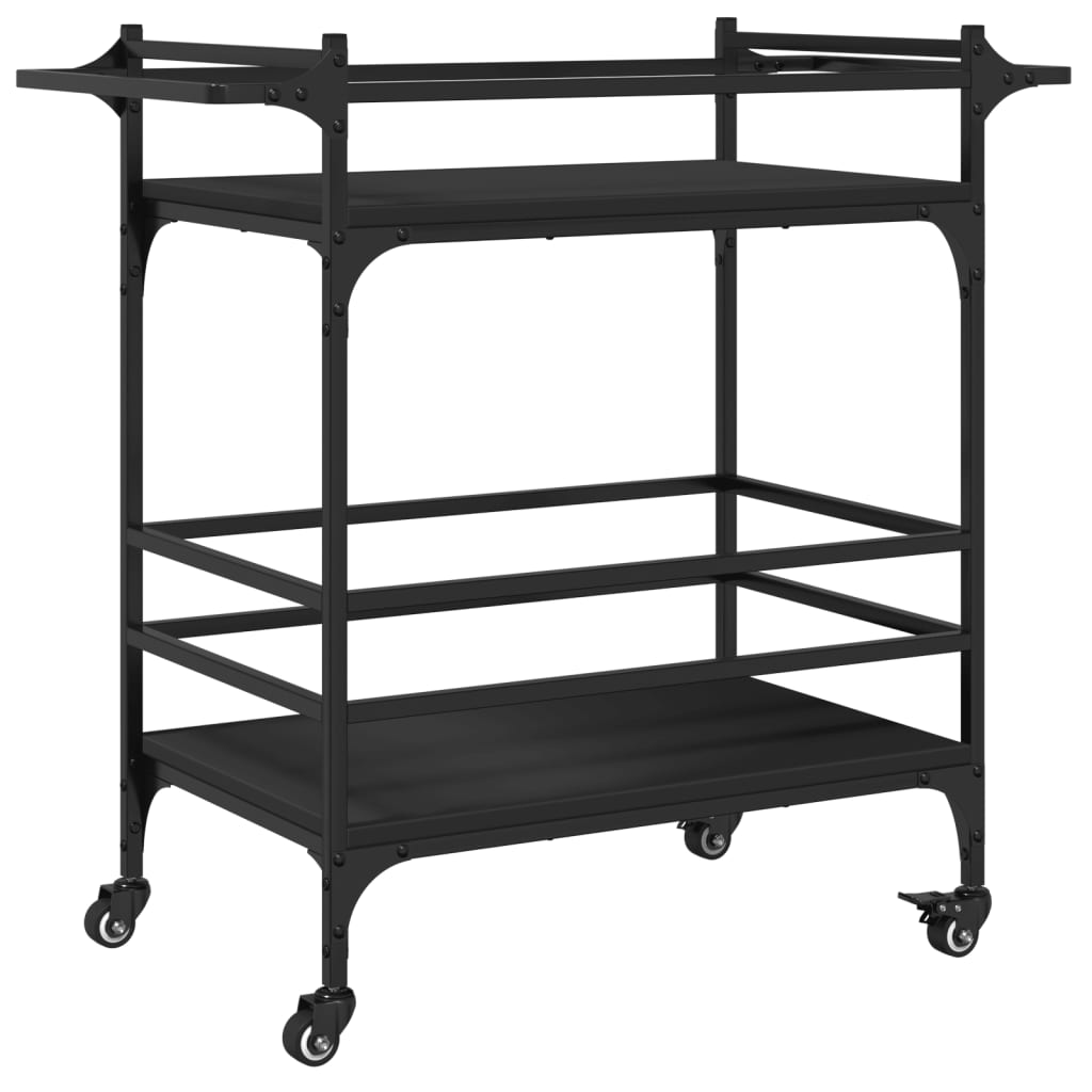Kitchen Cart Black 82x40x78.5 cm Wood Material