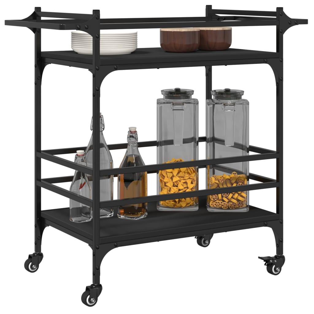 Kitchen Cart Black 82x40x78.5 cm Wood Material