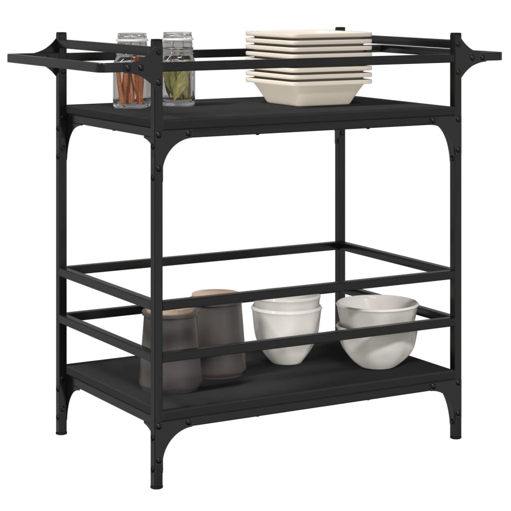 Kitchen Cart Black 82x40x78.5 cm Wood Material