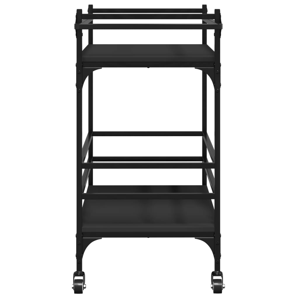 Kitchen Cart Black 82x40x78.5 cm Wood Material