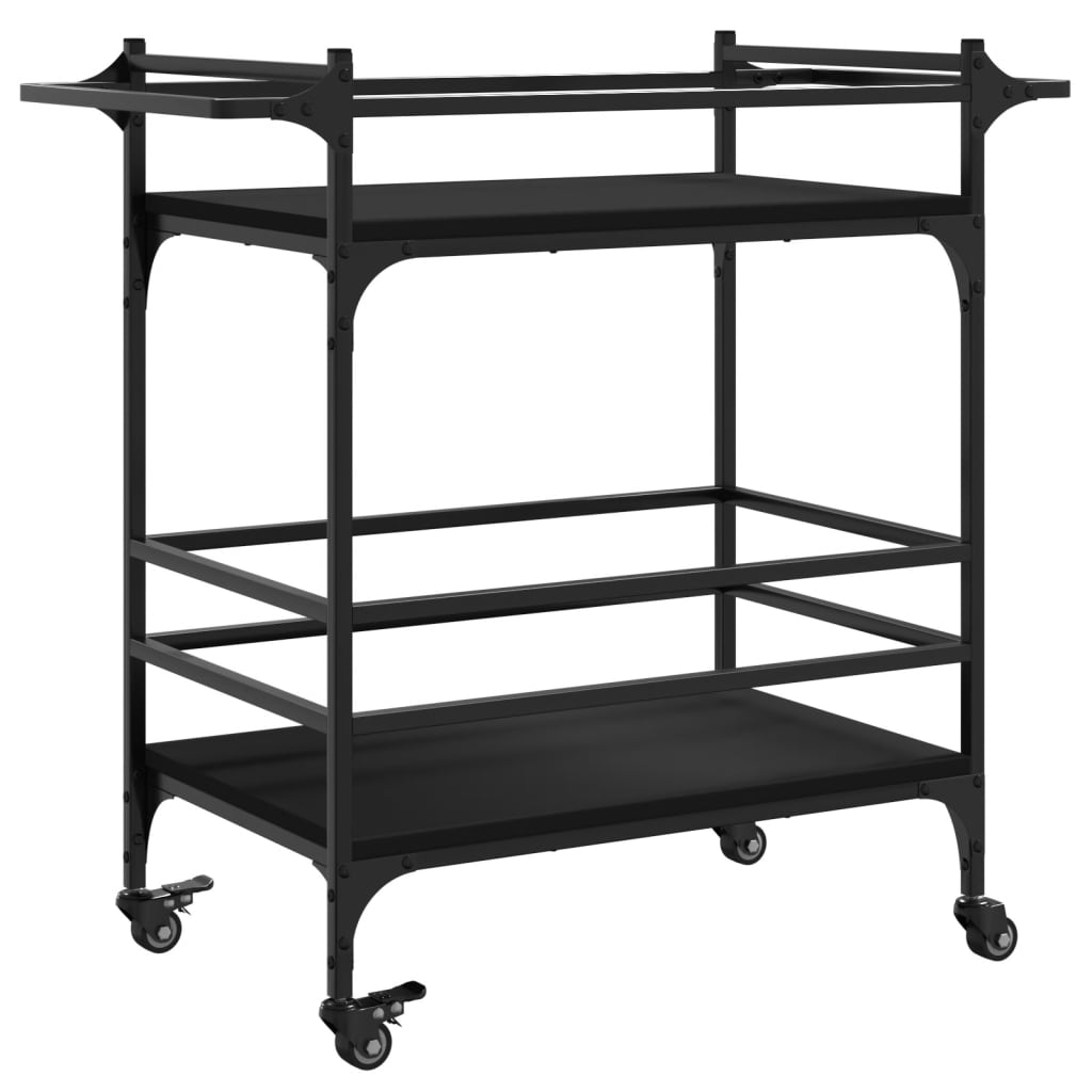 Kitchen Cart Black 82x40x78.5 cm Wood Material