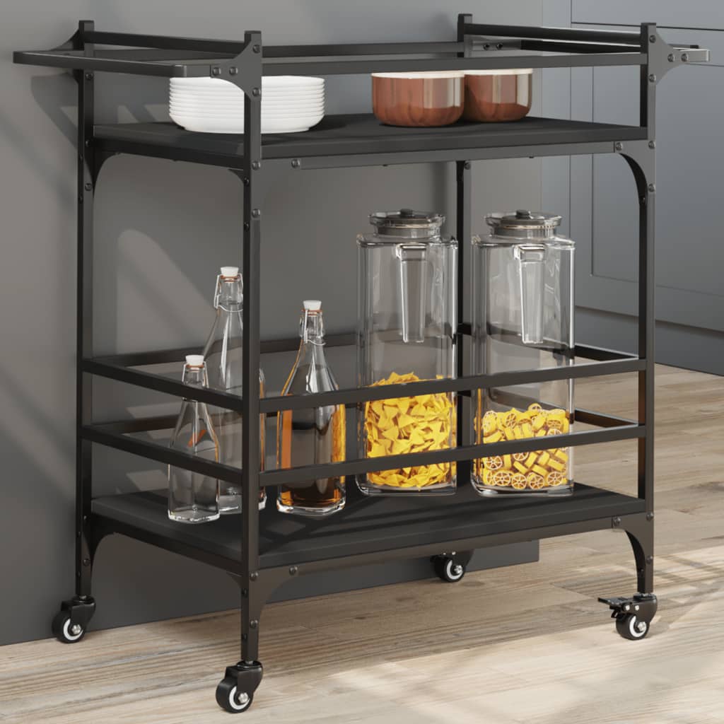 Kitchen Cart Black 82x40x78.5 cm Wood Material
