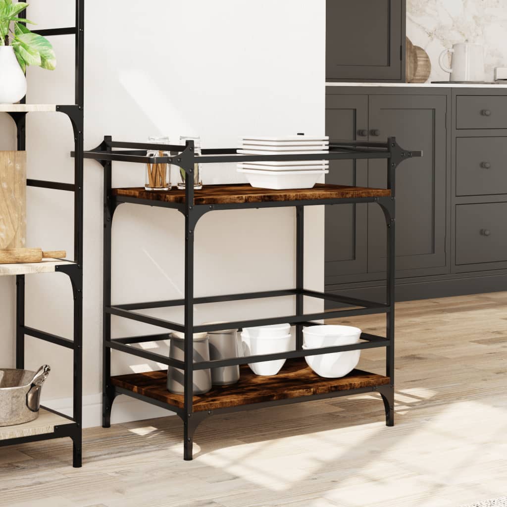 Kitchen trolley smoked oak 82x40x78.5 cm wood material