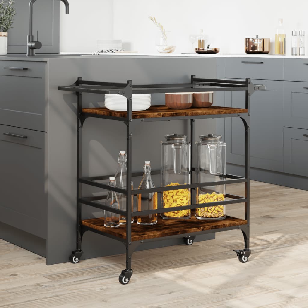 Kitchen trolley smoked oak 82x40x78.5 cm wood material