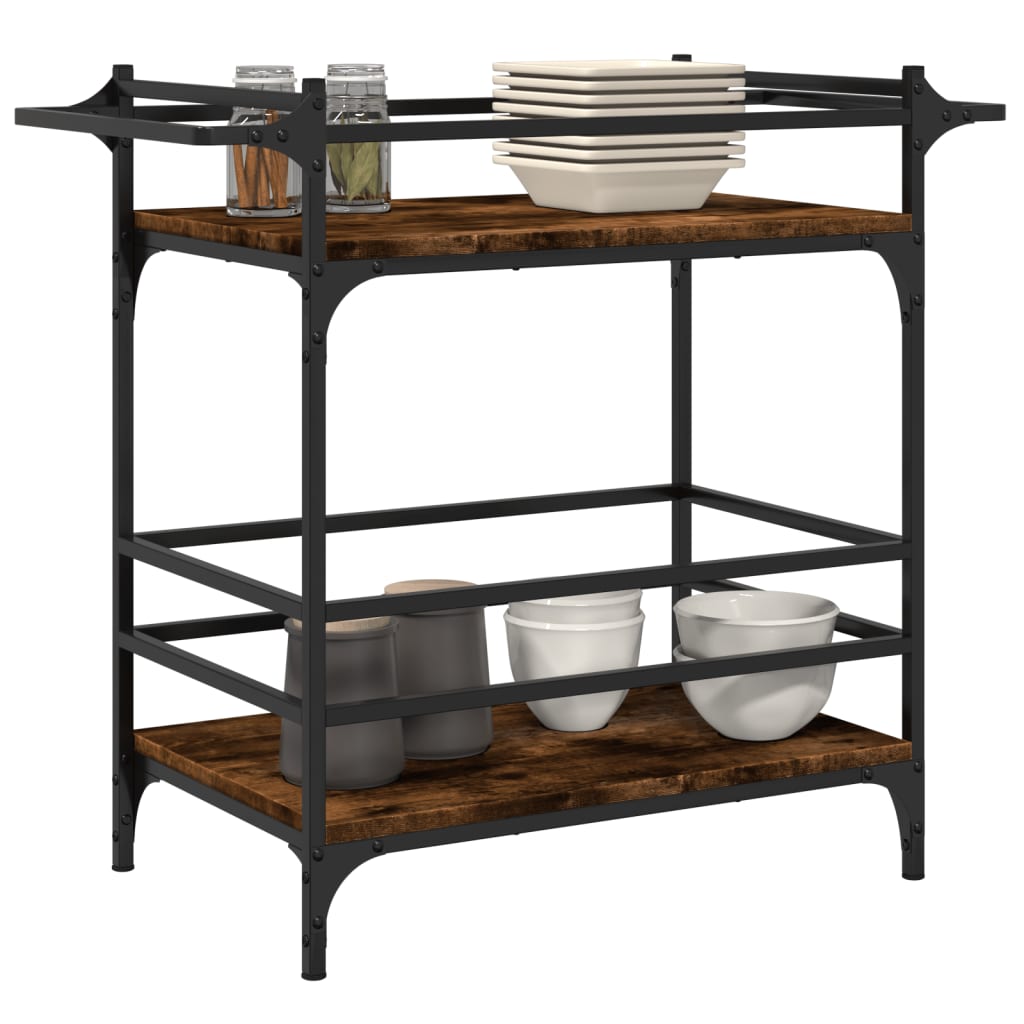 Kitchen trolley smoked oak 82x40x78.5 cm wood material