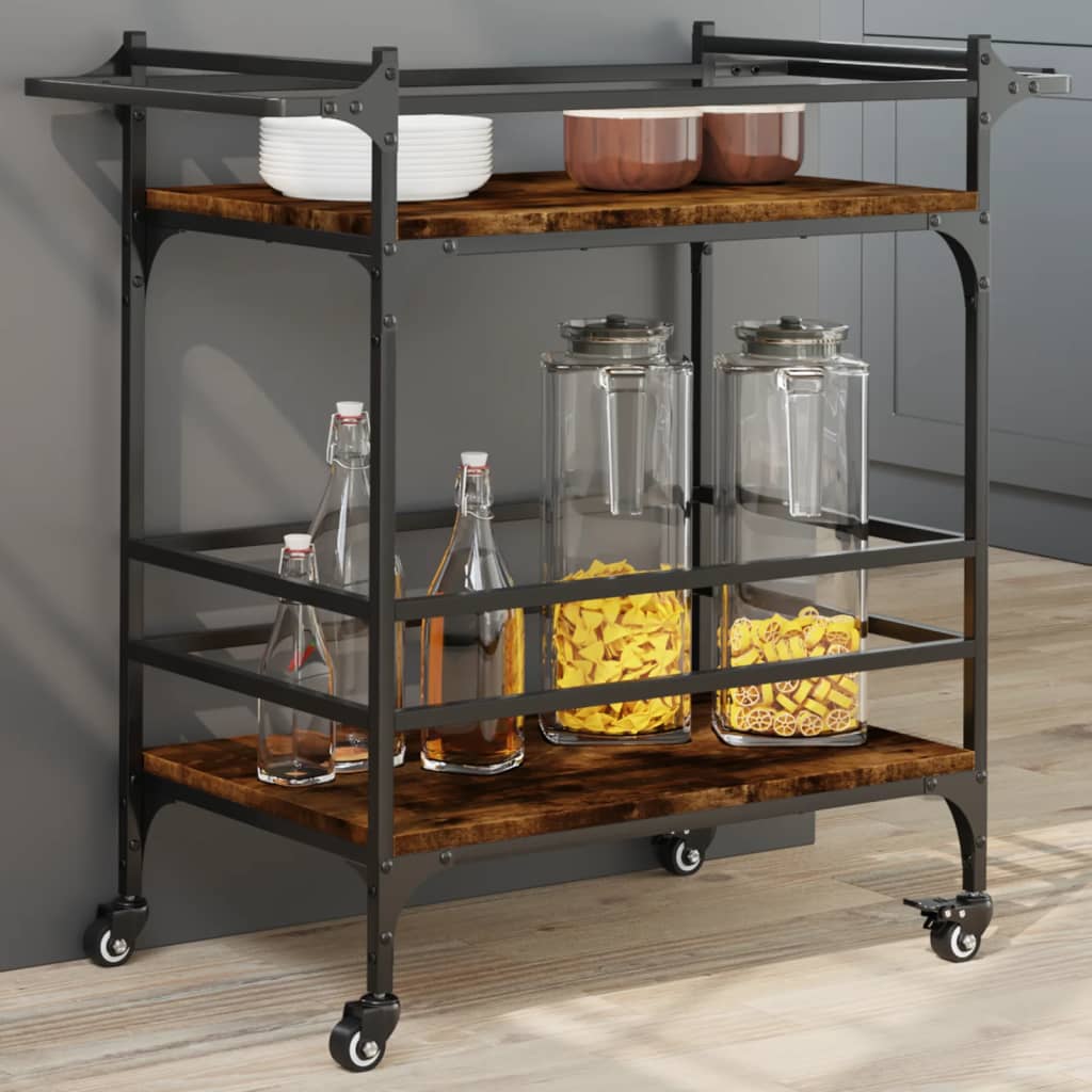 Kitchen trolley smoked oak 82x40x78.5 cm wood material