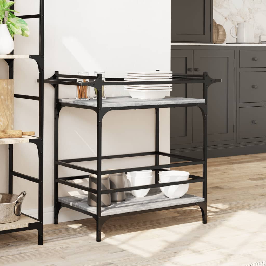 Kitchen Cart Grey Sonoma 82x40x78.5 cm Wood Material