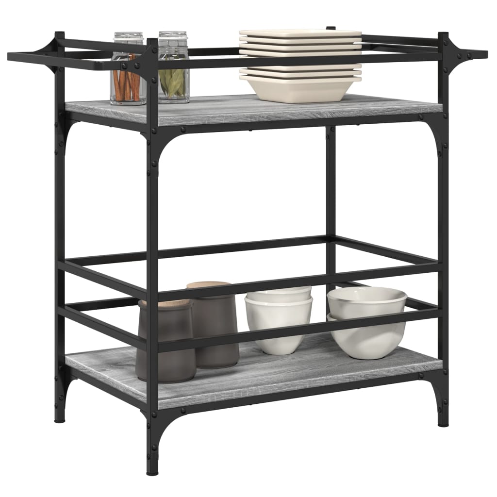 Kitchen Cart Grey Sonoma 82x40x78.5 cm Wood Material