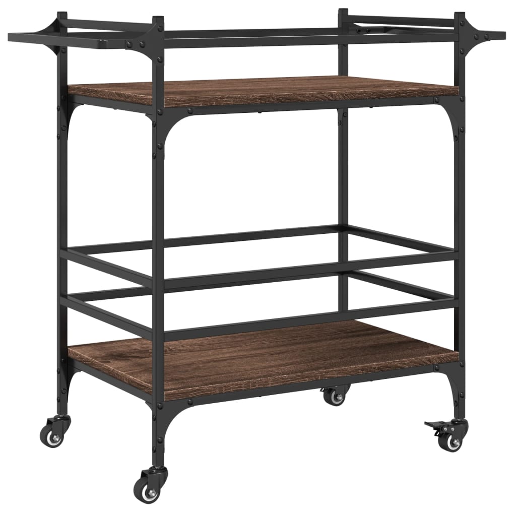 Kitchen trolley brown oak look 82x40x78.5 cm wood material