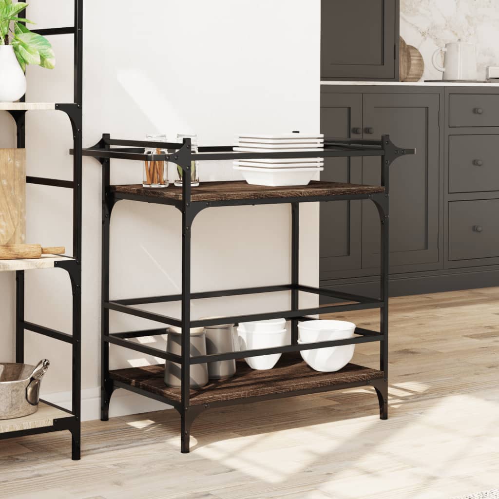 Kitchen trolley brown oak look 82x40x78.5 cm wood material
