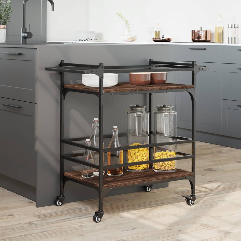 Kitchen trolley brown oak look 82x40x78.5 cm wood material