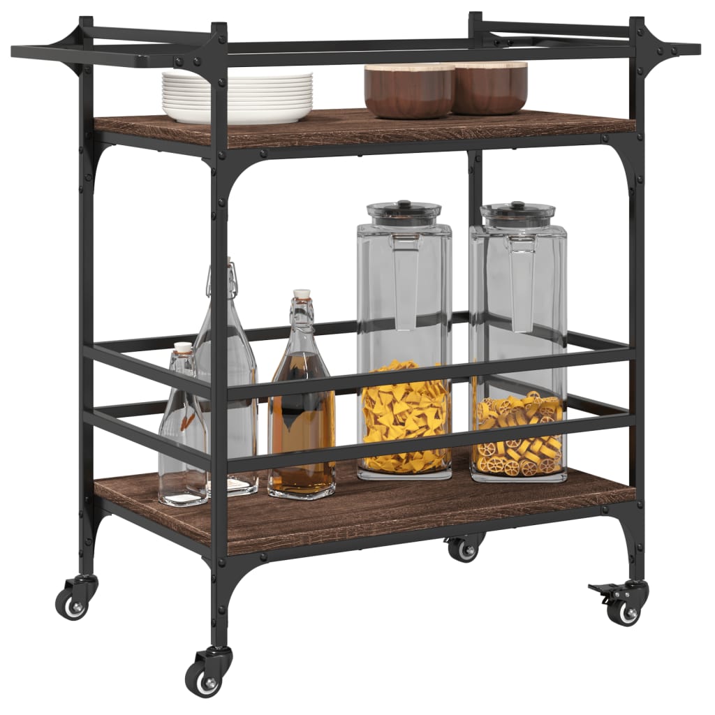 Kitchen trolley brown oak look 82x40x78.5 cm wood material