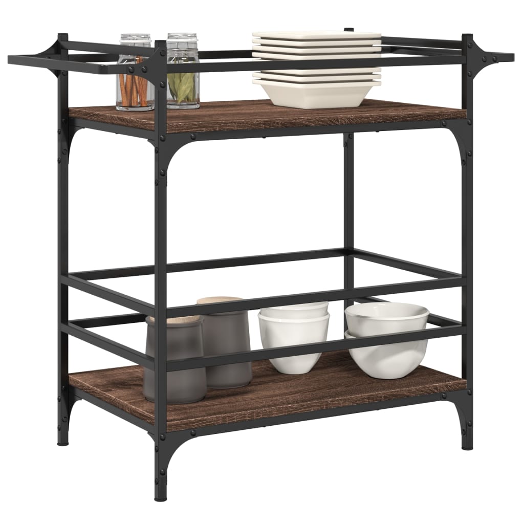 Kitchen trolley brown oak look 82x40x78.5 cm wood material