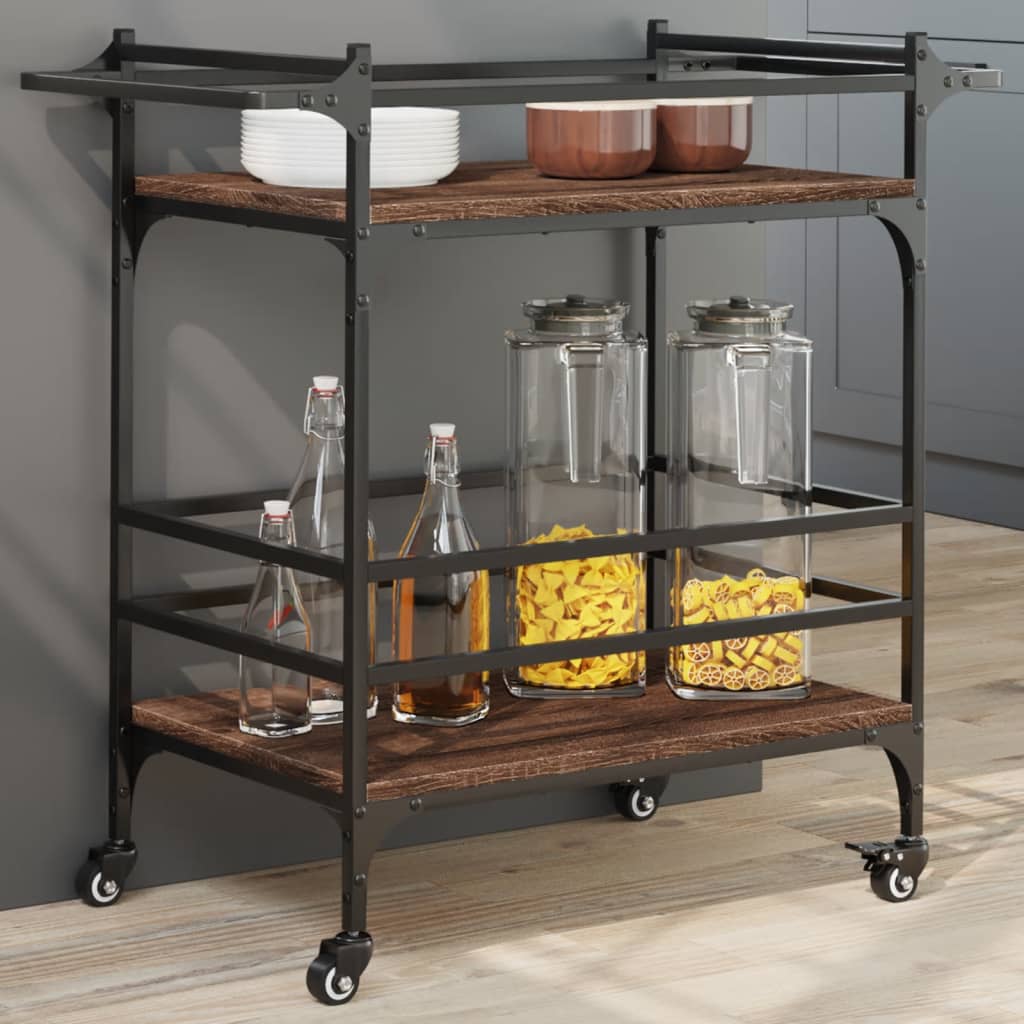 Kitchen trolley brown oak look 82x40x78.5 cm wood material
