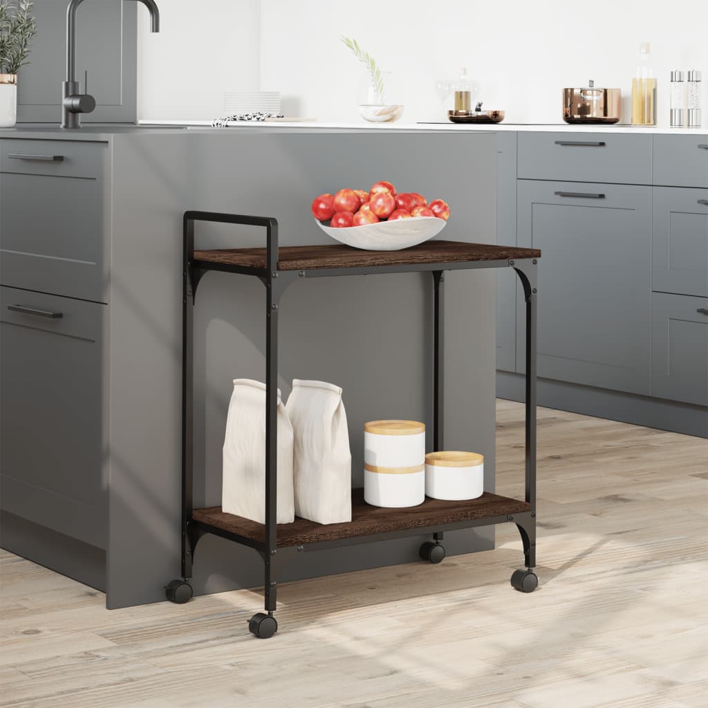 Kitchen trolley brown oak look 60.5x31x72.5 cm wood material