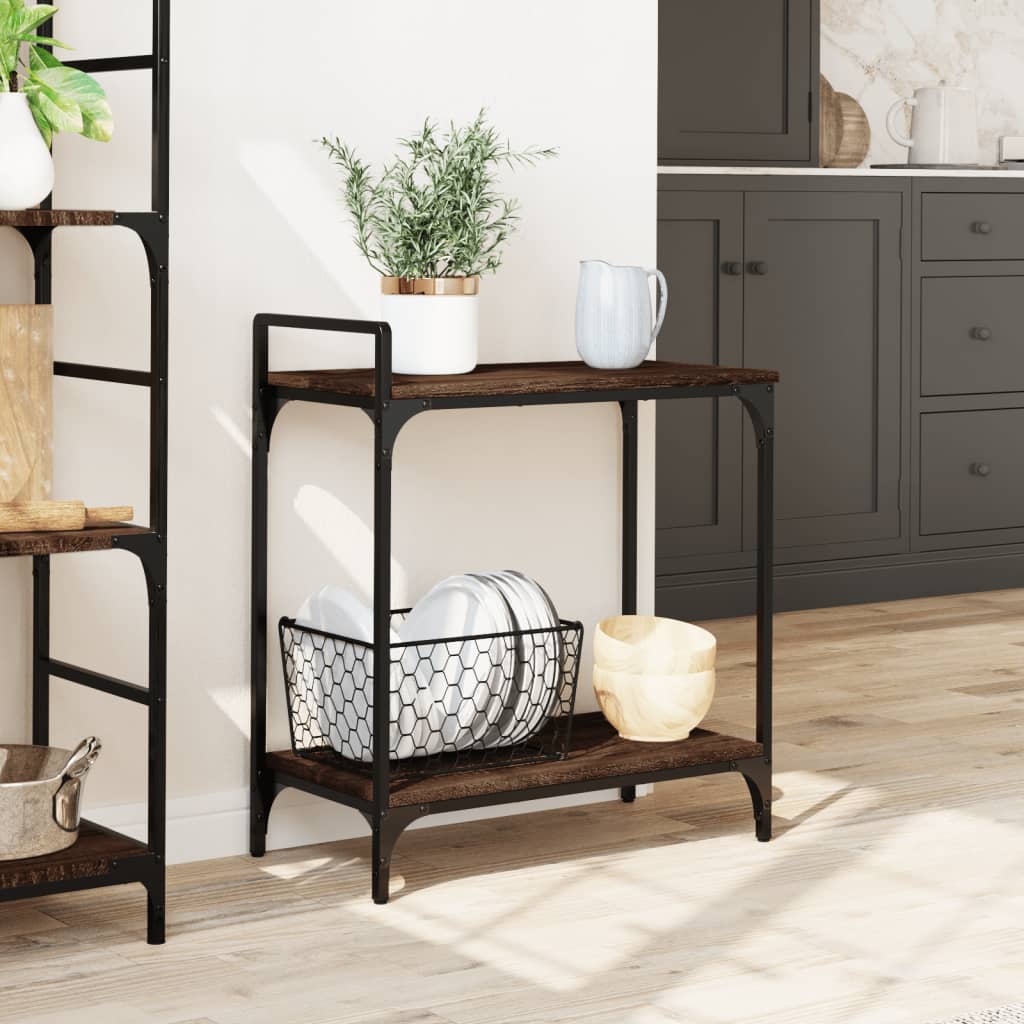 Kitchen trolley brown oak look 60.5x31x72.5 cm wood material