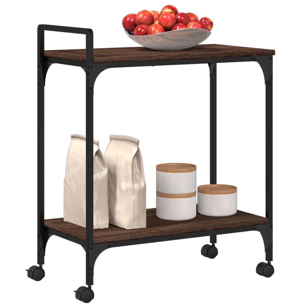 Kitchen trolley brown oak look 60.5x31x72.5 cm wood material