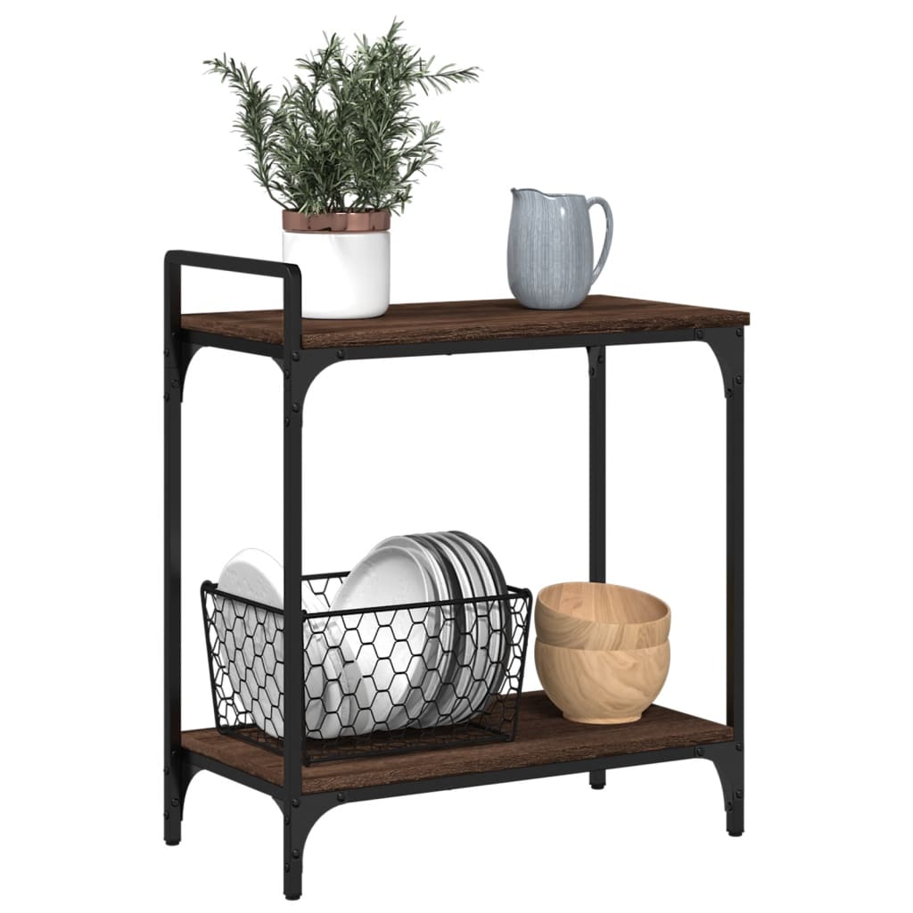 Kitchen trolley brown oak look 60.5x31x72.5 cm wood material