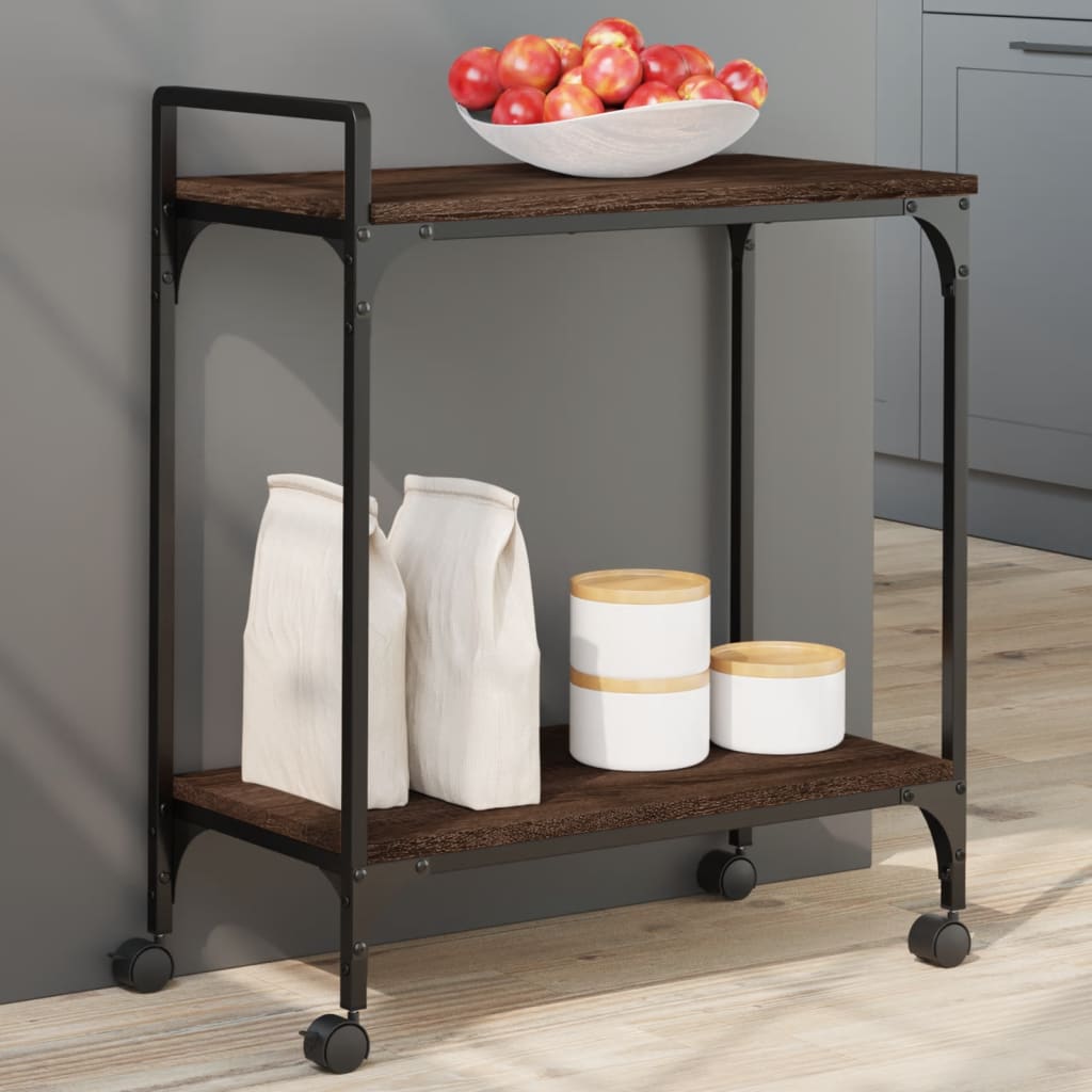 Kitchen trolley brown oak look 60.5x31x72.5 cm wood material