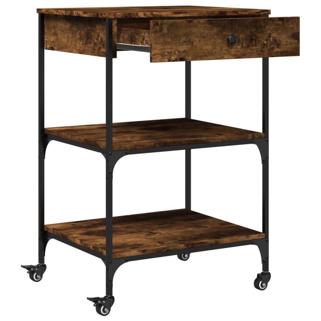 Kitchen trolley smoked oak 60x48x89.5 cm wood material