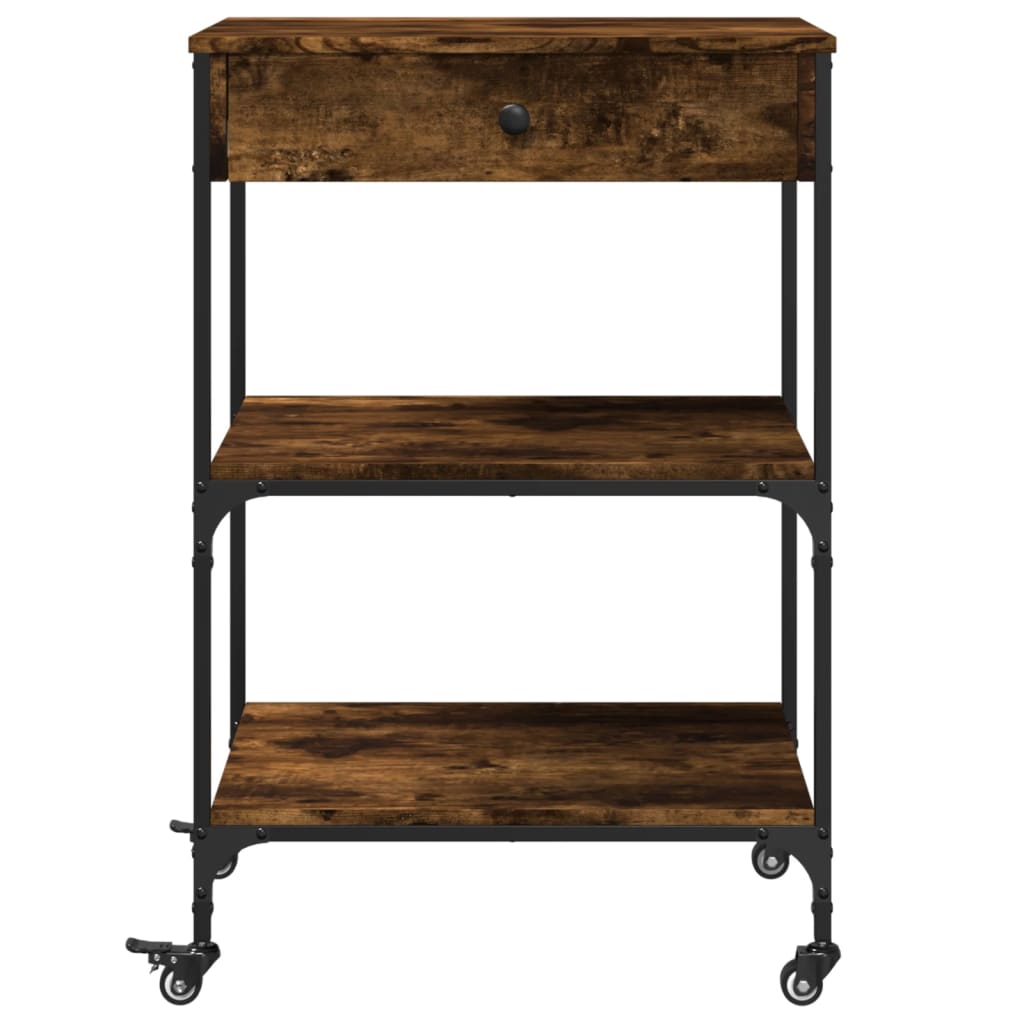 Kitchen trolley smoked oak 60x48x89.5 cm wood material