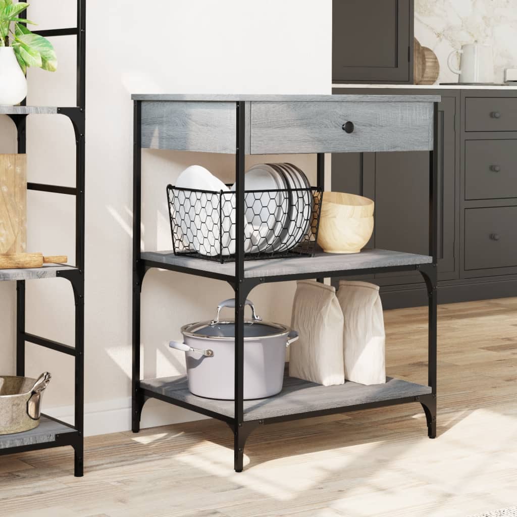Kitchen Cart Grey Sonoma 60x48x89.5 cm Wood Material