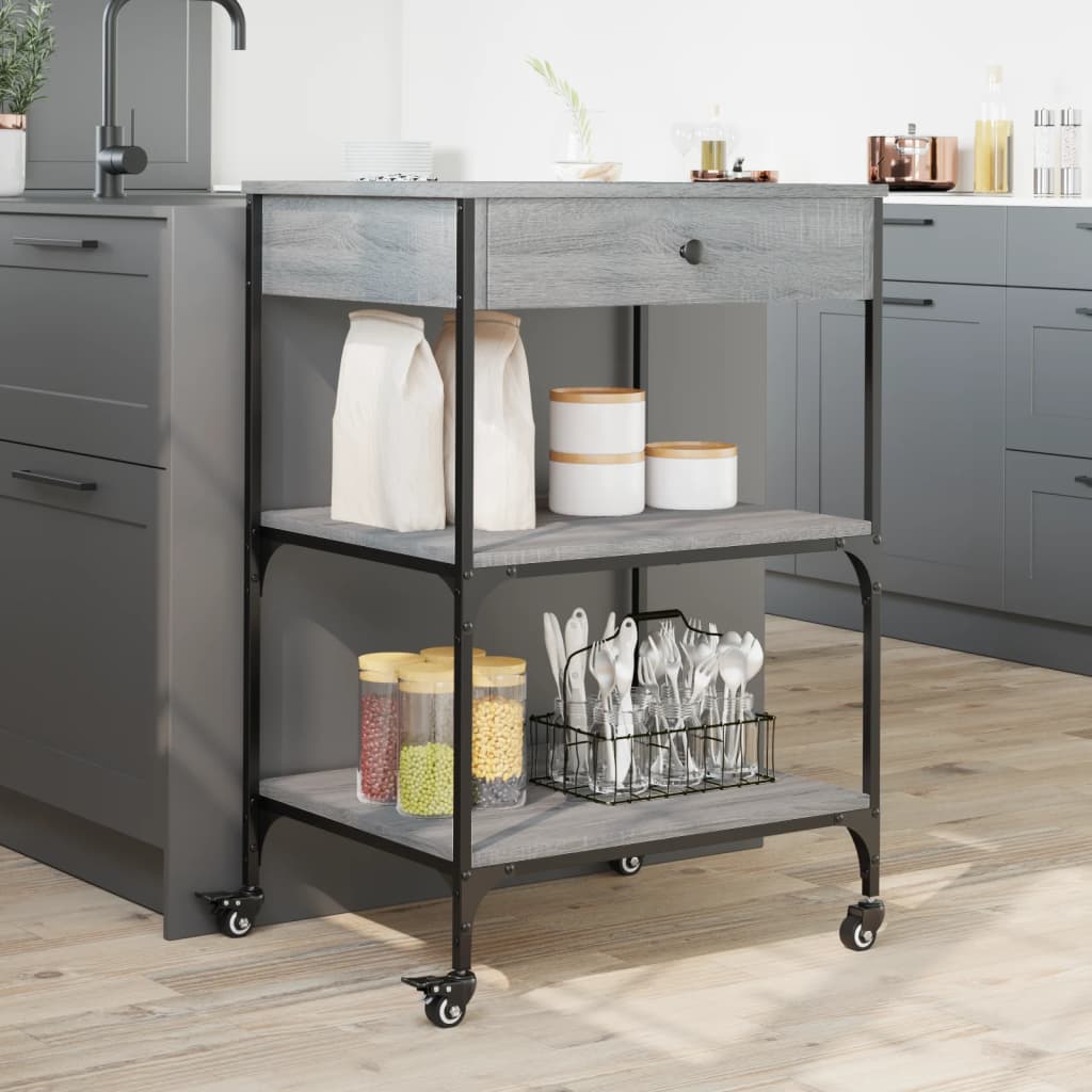 Kitchen Cart Grey Sonoma 60x48x89.5 cm Wood Material