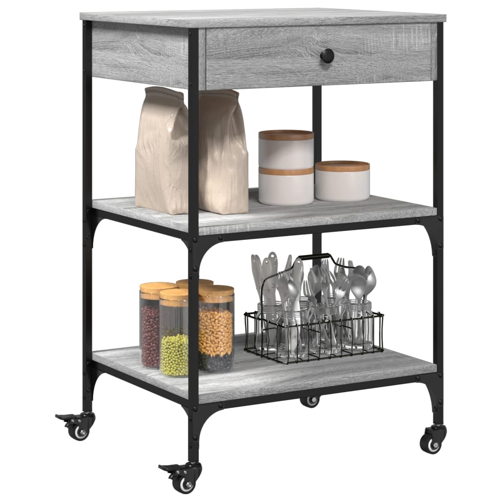 Kitchen Cart Grey Sonoma 60x48x89.5 cm Wood Material