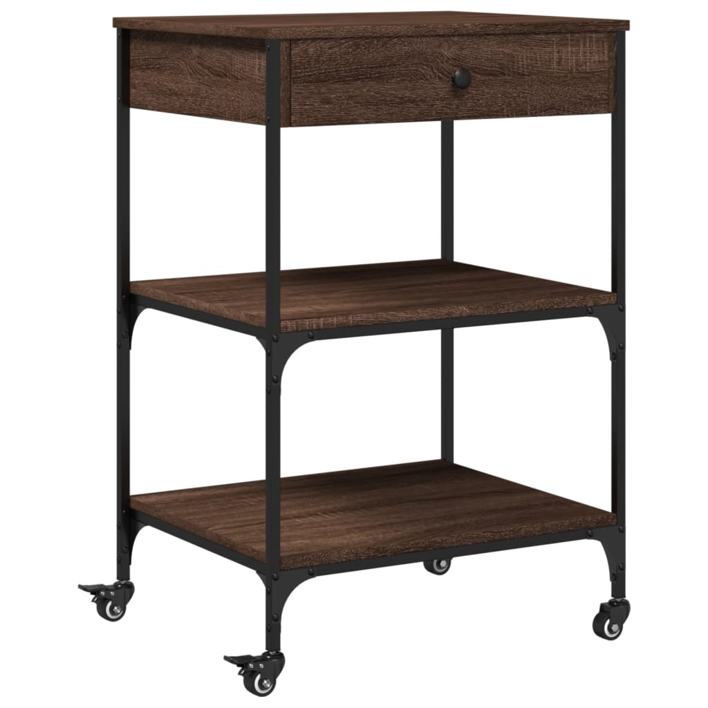 Kitchen trolley brown oak look 60x48x89.5 cm wood material