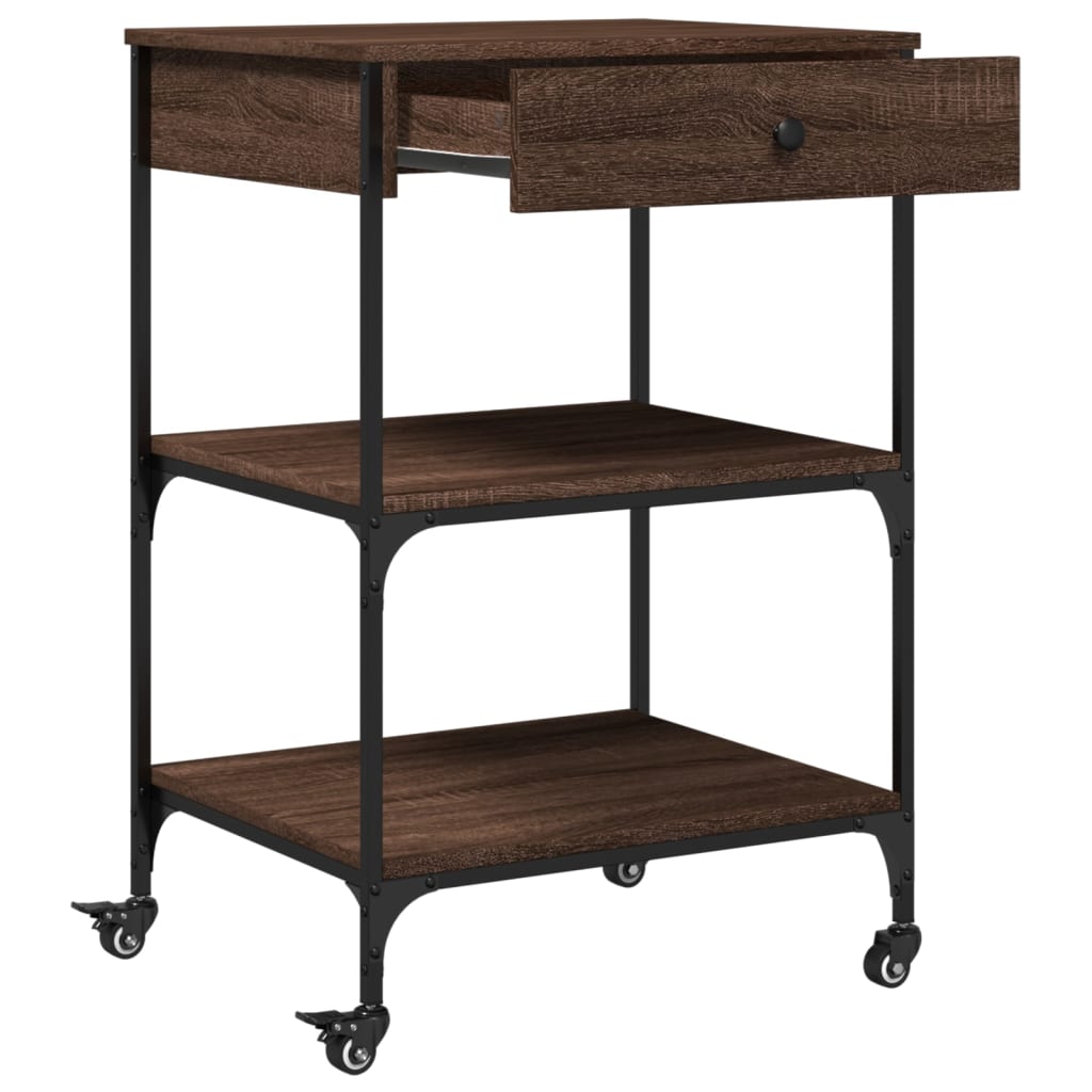 Kitchen trolley brown oak look 60x48x89.5 cm wood material