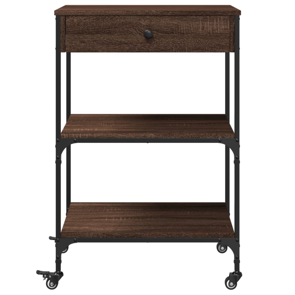 Kitchen trolley brown oak look 60x48x89.5 cm wood material