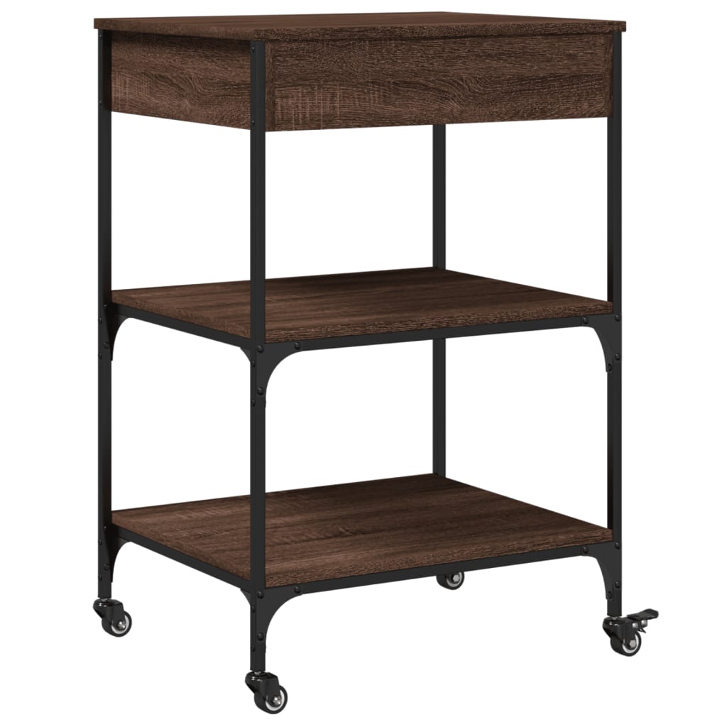 Kitchen trolley brown oak look 60x48x89.5 cm wood material
