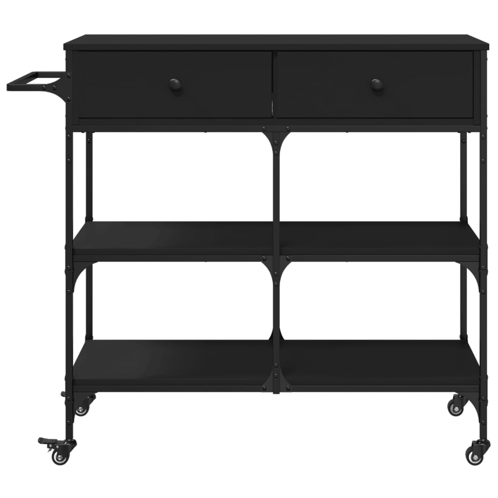 Kitchen Cart Black 105x42x95 cm Wood Material