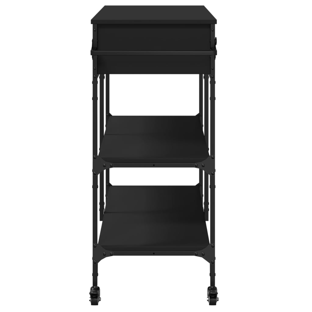Kitchen Cart Black 105x42x95 cm Wood Material