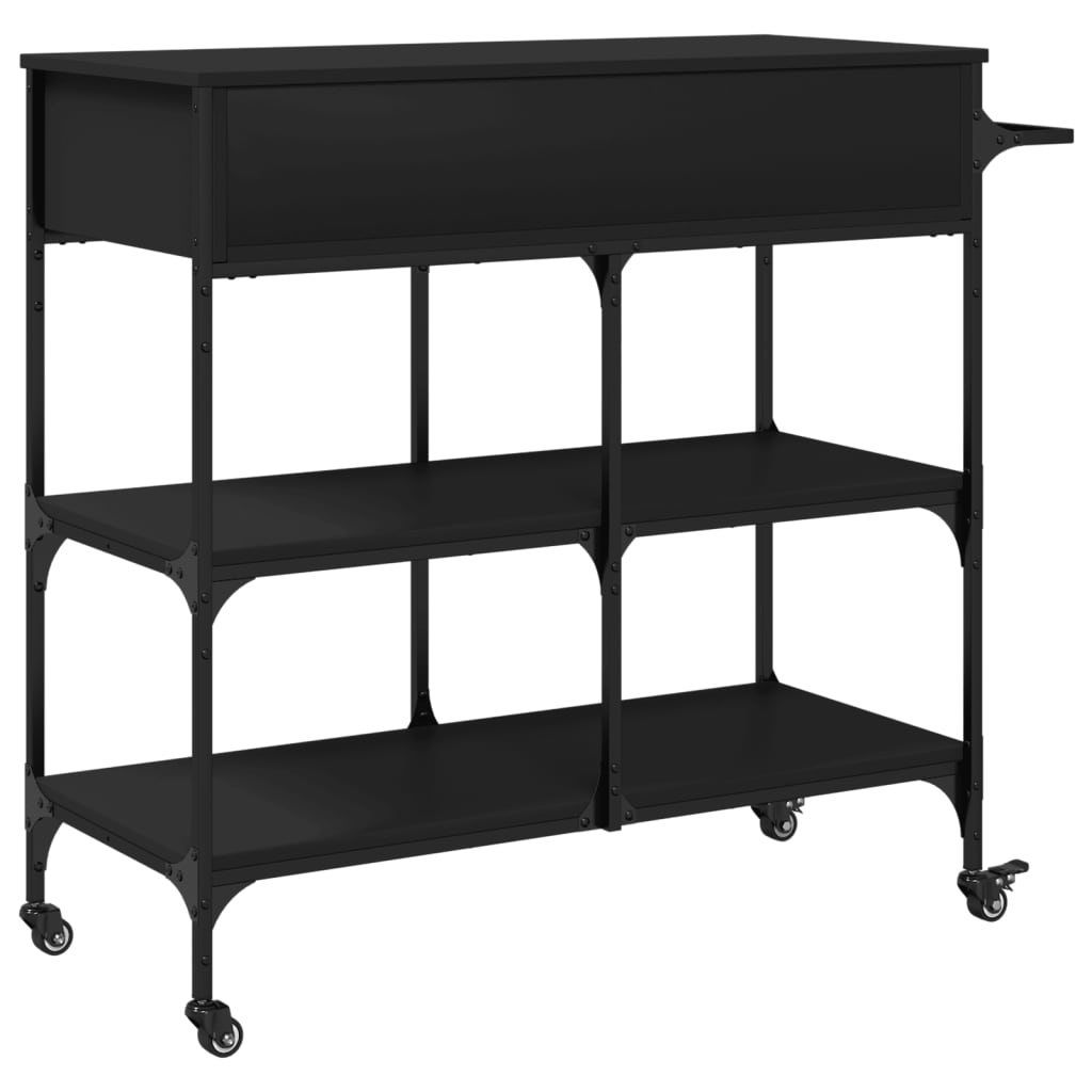 Kitchen Cart Black 105x42x95 cm Wood Material