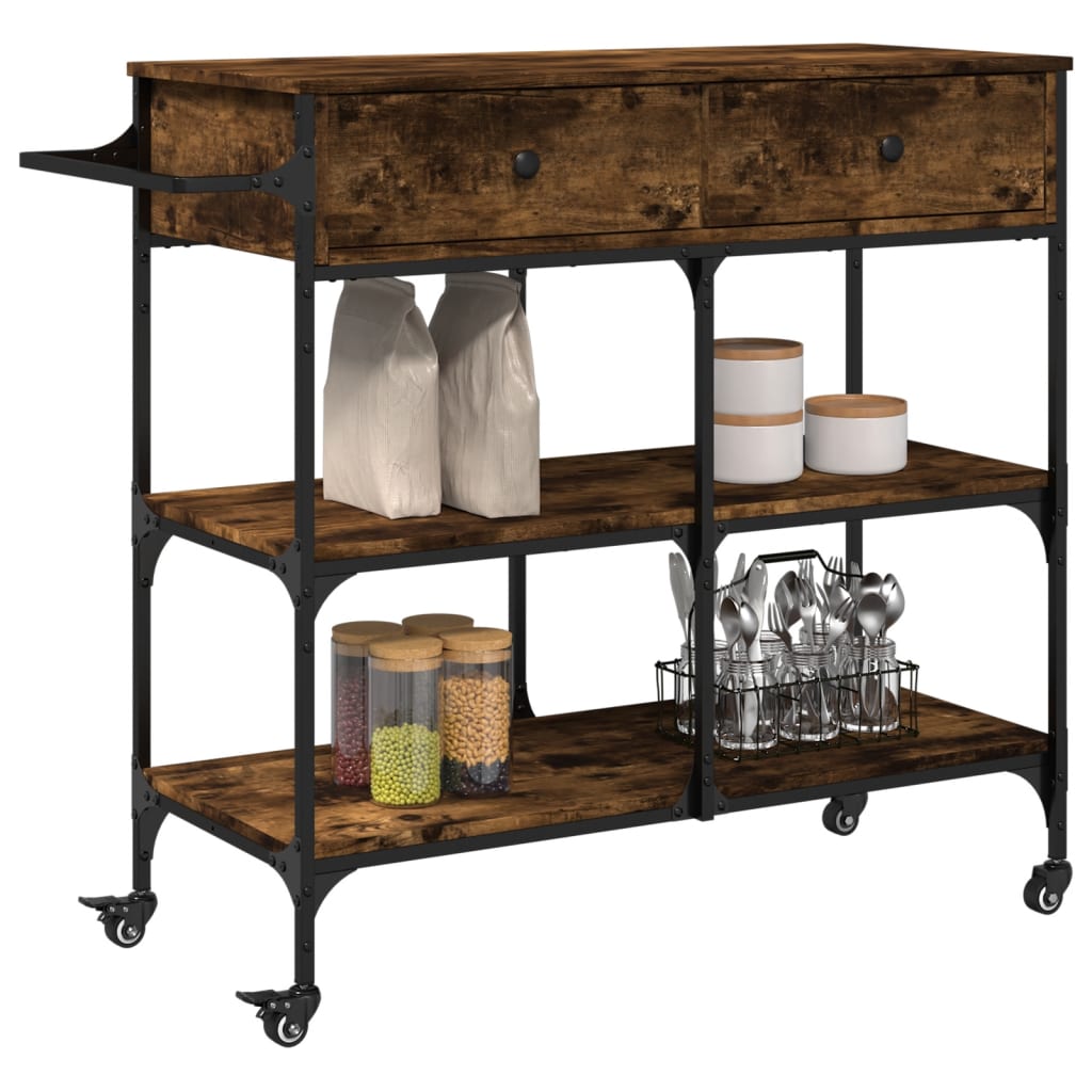 Desserte de cuisine chêne fumé 105x42x95 cm en bois