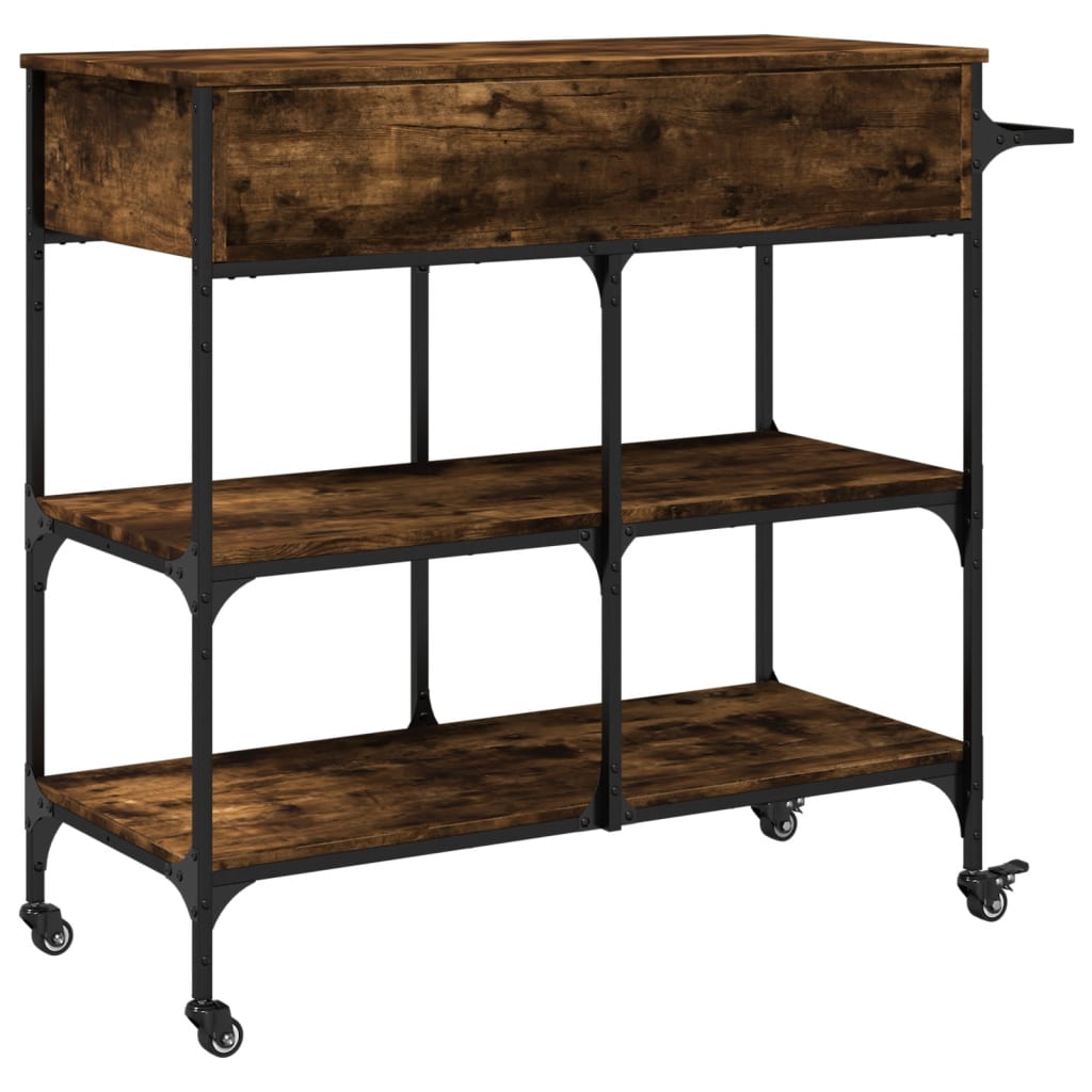 Desserte de cuisine chêne fumé 105x42x95 cm en bois
