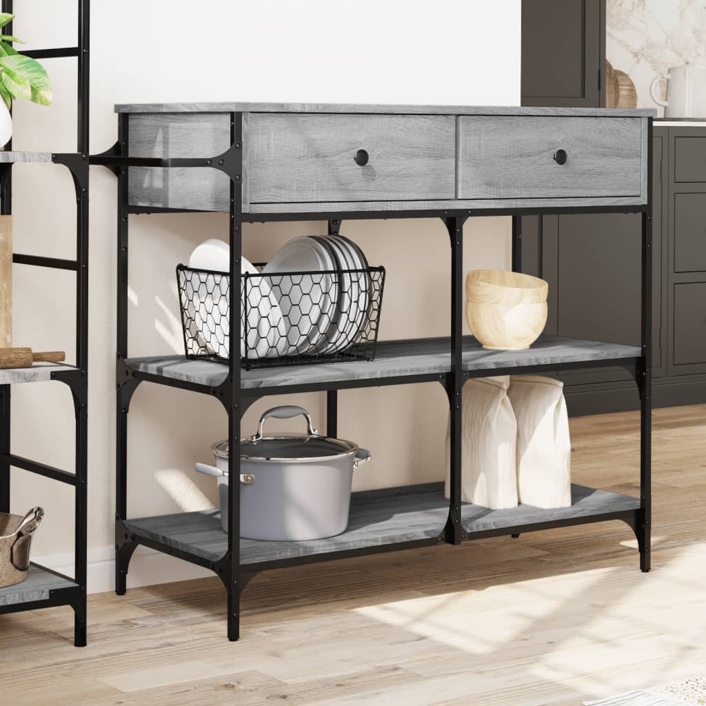 Kitchen Cart Grey Sonoma 105x42x95 cm Wood Material