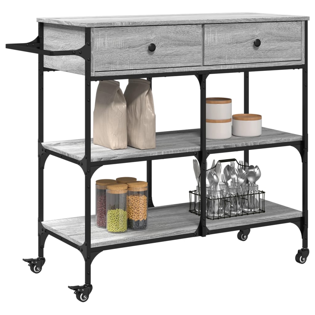 Kitchen Cart Grey Sonoma 105x42x95 cm Wood Material