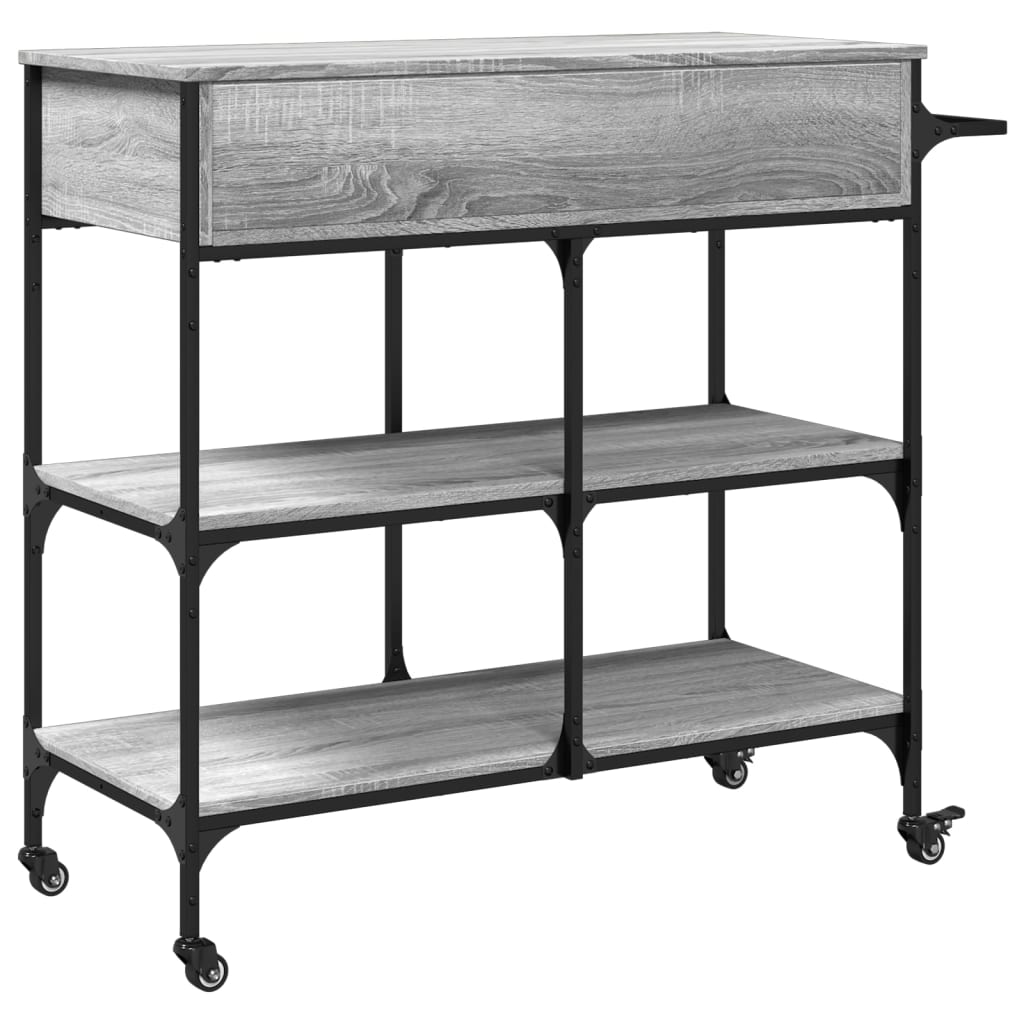 Kitchen Cart Grey Sonoma 105x42x95 cm Wood Material