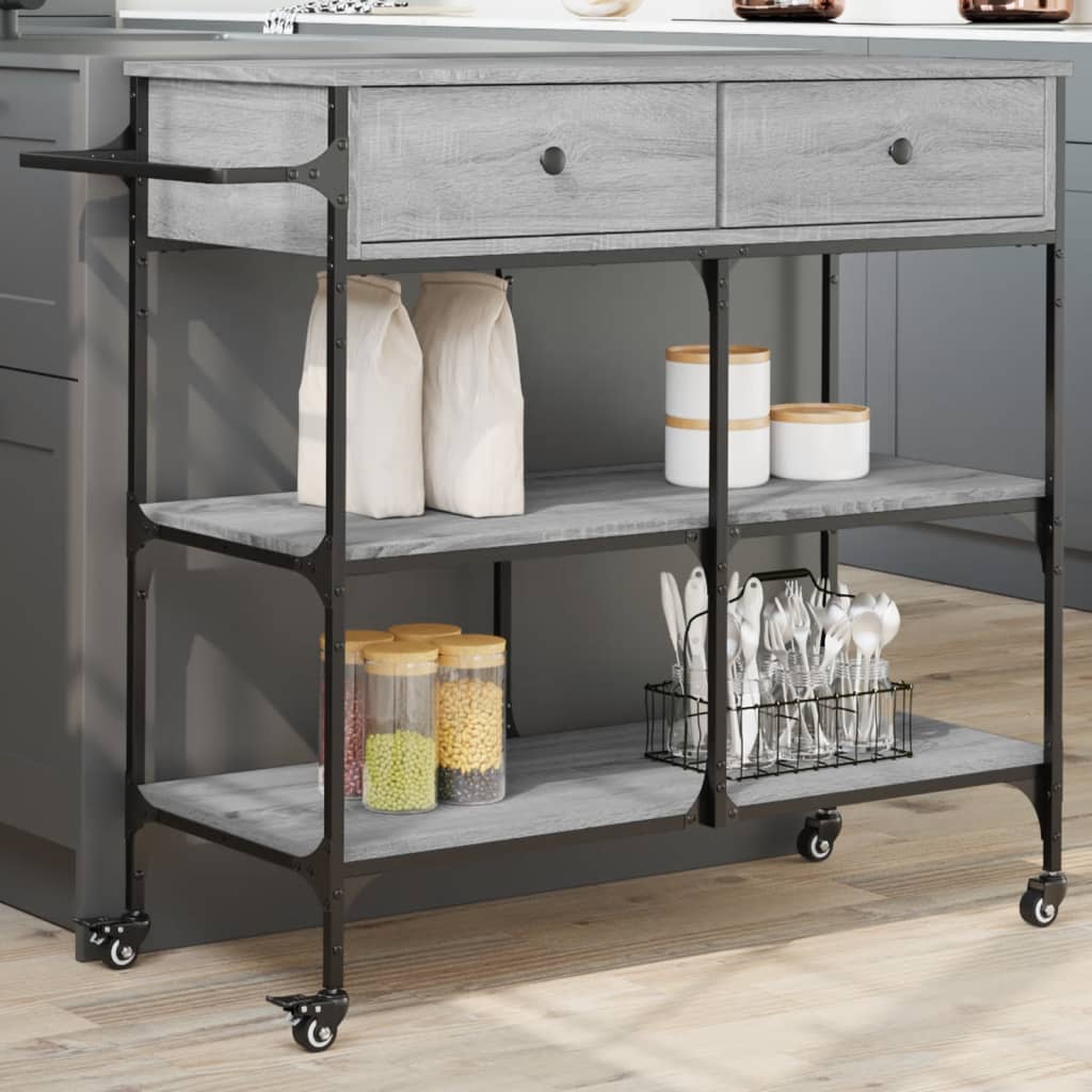 Kitchen Cart Grey Sonoma 105x42x95 cm Wood Material