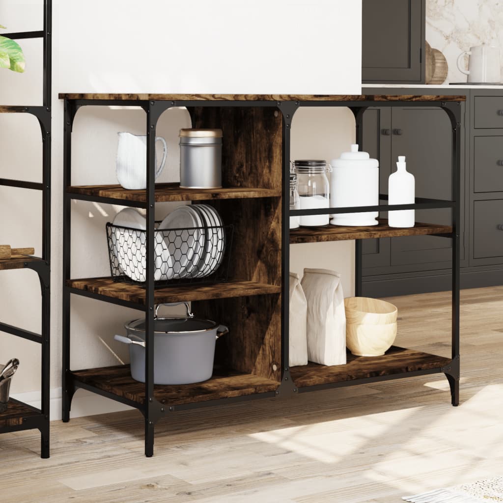 Kitchen trolley smoked oak 100x45x89.5 cm wood material