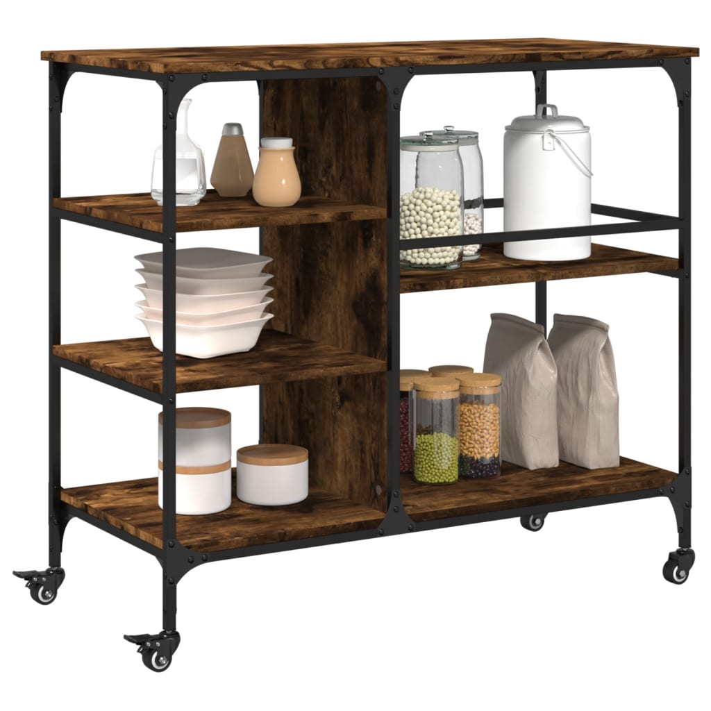 Kitchen trolley smoked oak 100x45x89.5 cm wood material