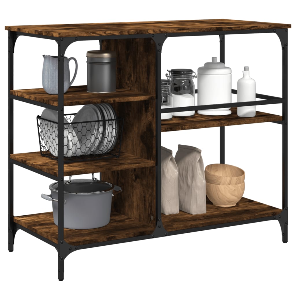 Kitchen trolley smoked oak 100x45x89.5 cm wood material