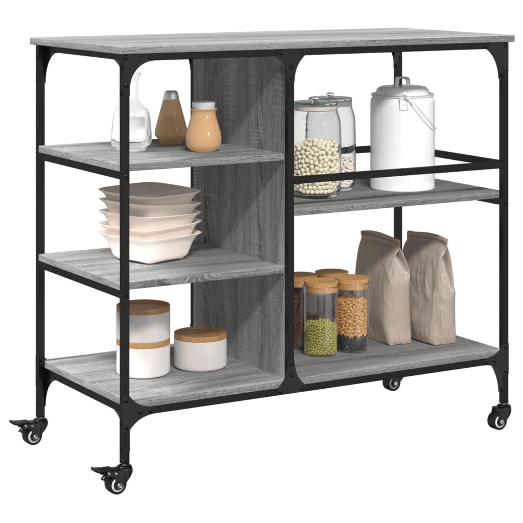 Kitchen Cart Grey Sonoma 100x45x89.5 cm Wood Material