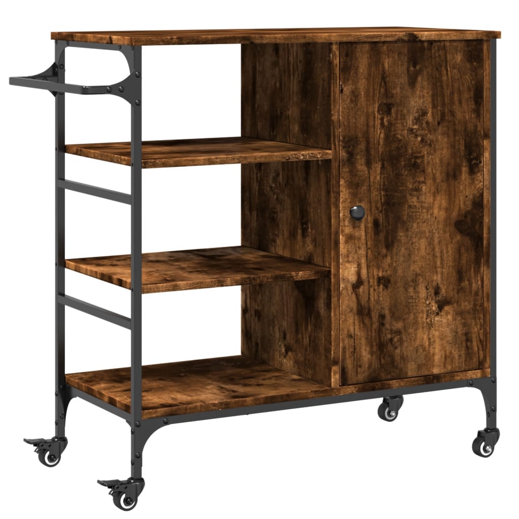 Kitchen trolley smoked oak 87.5x38.5x84.5 cm wood material