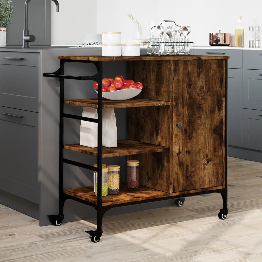 Kitchen trolley smoked oak 87.5x38.5x84.5 cm wood material