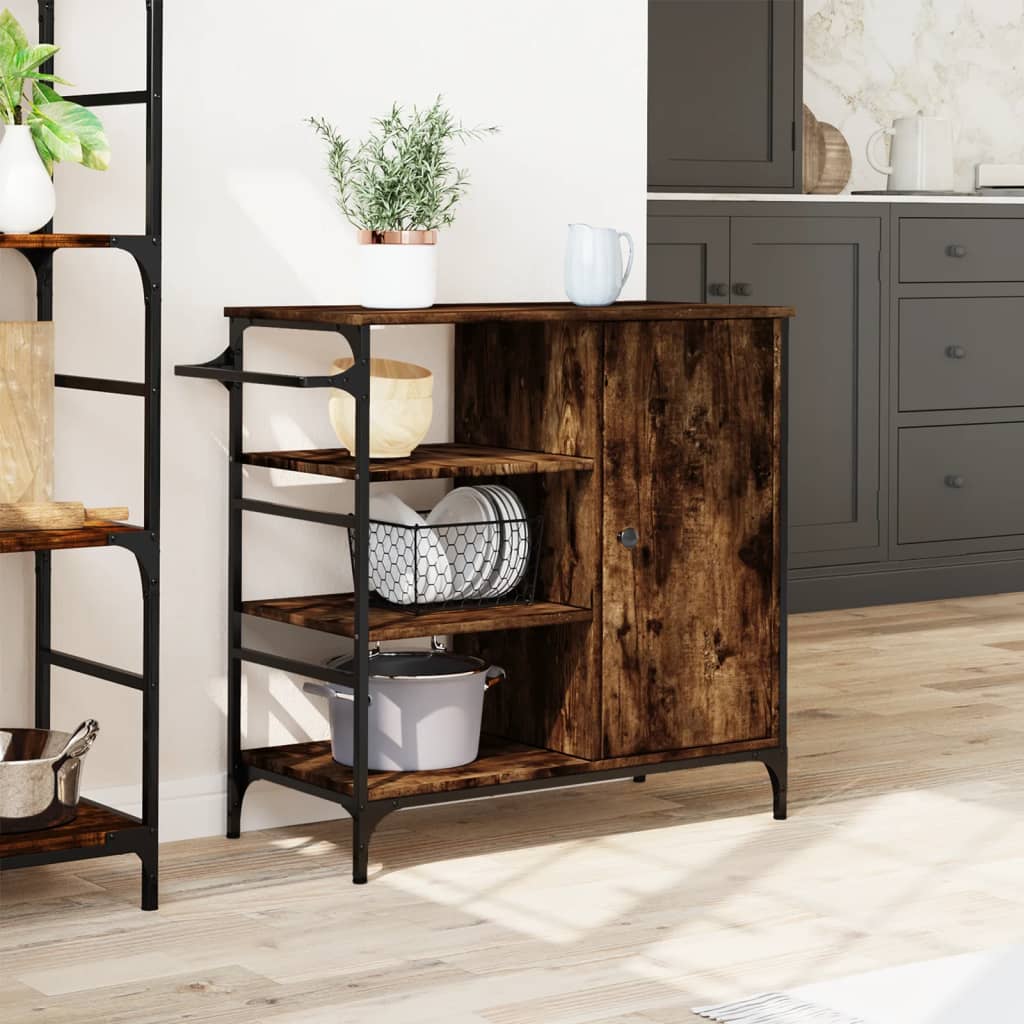 Kitchen trolley smoked oak 87.5x38.5x84.5 cm wood material