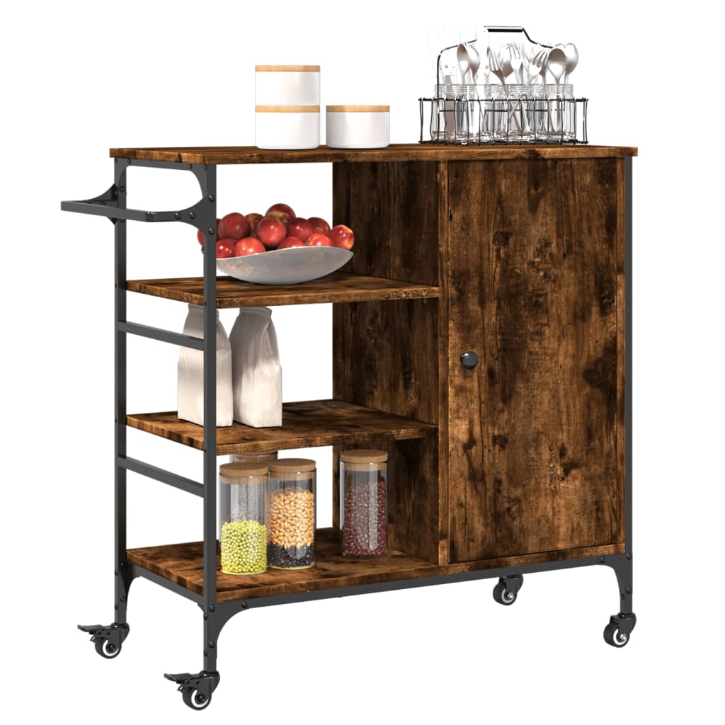 Kitchen trolley smoked oak 87.5x38.5x84.5 cm wood material
